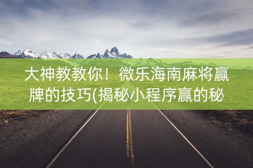 大神教教你！微乐海南麻将赢牌的技巧(揭秘小程序赢的秘诀)