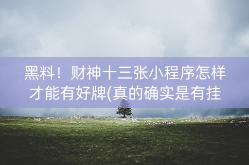 黑料！财神十三张小程序怎样才能有好牌(真的确实是有挂)