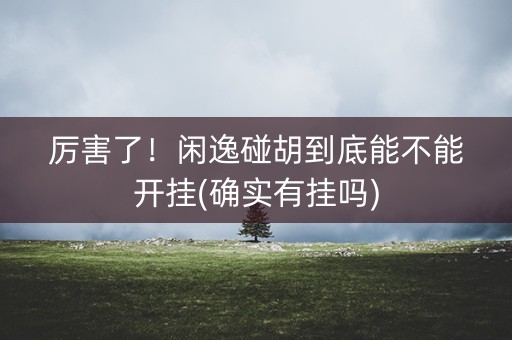 厉害了！闲逸碰胡到底能不能开挂(确实有挂吗)