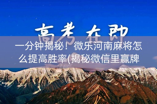 一分钟揭秘！微乐河南麻将怎么提高胜率(揭秘微信里赢牌的技巧)