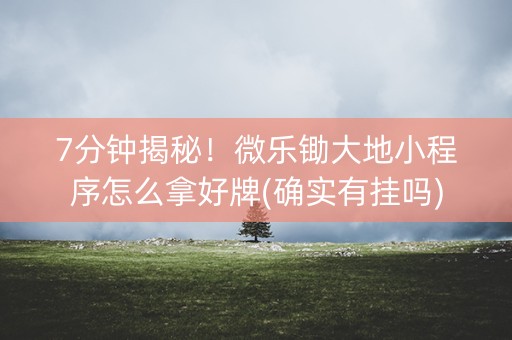 7分钟揭秘！微乐锄大地小程序怎么拿好牌(确实有挂吗)