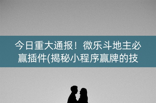 今日重大通报！微乐斗地主必赢插件(揭秘小程序赢牌的技巧)
