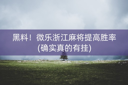 黑料！微乐浙江麻将提高胜率(确实真的有挂)