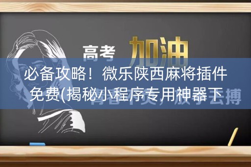 必备攻略！微乐陕西麻将插件免费(揭秘小程序专用神器下载)