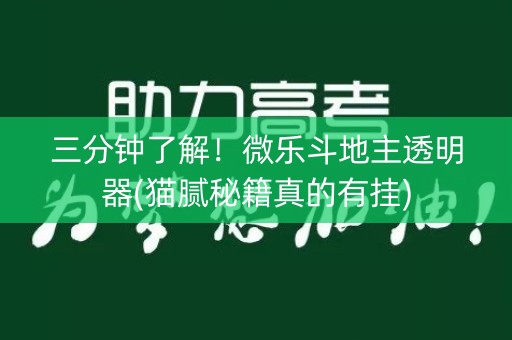 三分钟了解！微乐斗地主透明器(猫腻秘籍真的有挂)