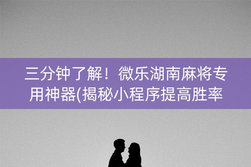 三分钟了解！微乐湖南麻将专用神器(揭秘小程序提高胜率)