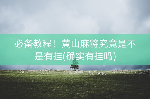 必备教程！黄山麻将究竟是不是有挂(确实有挂吗)