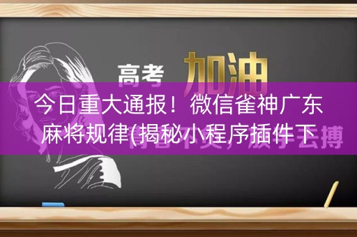 今日重大通报！微信雀神广东麻将规律(揭秘小程序插件下载)
