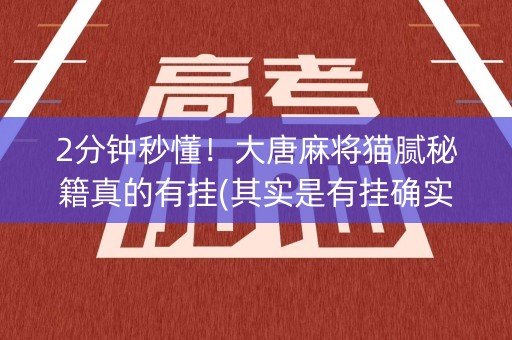 2分钟秒懂！大唐麻将猫腻秘籍真的有挂(其实是有挂确实有挂)