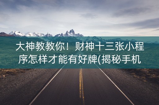 大神教教你！财神十三张小程序怎样才能有好牌(揭秘手机上辅牌器)