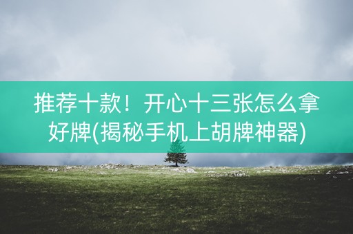 推荐十款！开心十三张怎么拿好牌(揭秘手机上胡牌神器)