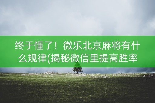终于懂了！微乐北京麻将有什么规律(揭秘微信里提高胜率)