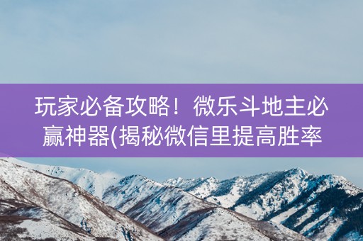 玩家必备攻略！微乐斗地主必赢神器(揭秘微信里提高胜率)