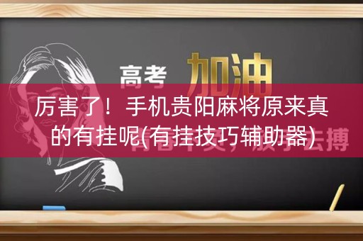 厉害了！手机贵阳麻将原来真的有挂呢(有挂技巧辅助器)