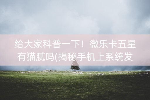 给大家科普一下！微乐卡五星有猫腻吗(揭秘手机上系统发好牌)