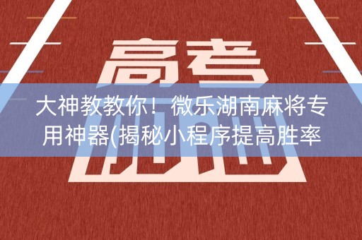 大神教教你！微乐湖南麻将专用神器(揭秘小程序提高胜率)