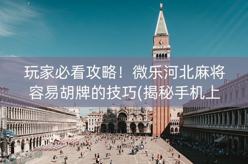 玩家必看攻略！微乐河北麻将容易胡牌的技巧(揭秘手机上赢牌技巧)