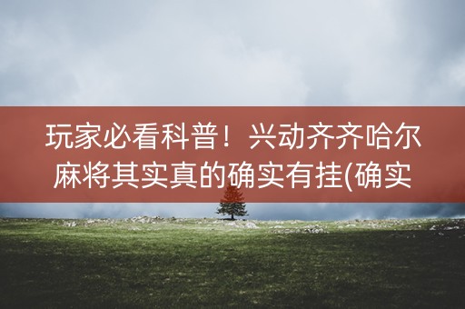 玩家必看科普！兴动齐齐哈尔麻将其实真的确实有挂(确实真有挂)