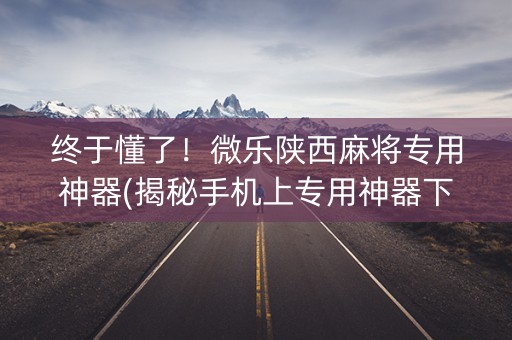 终于懂了！微乐陕西麻将专用神器(揭秘手机上专用神器下载)