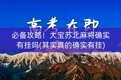 必备攻略！大宝苏北麻将确实有挂吗(其实真的确实有挂)