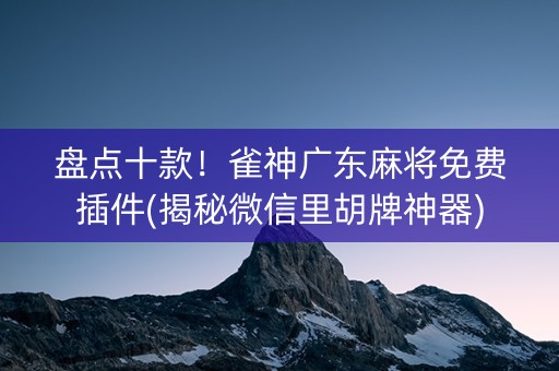 盘点十款！雀神广东麻将免费插件(揭秘微信里胡牌神器)