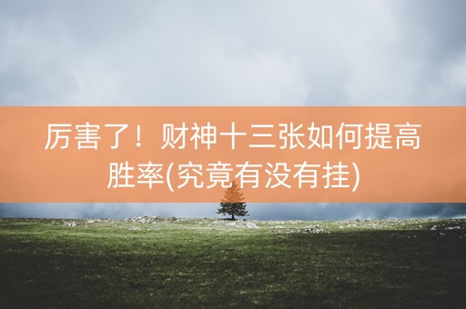 厉害了！财神十三张如何提高胜率(究竟有没有挂)