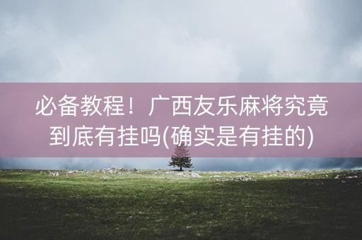 必备教程！广西友乐麻将究竟到底有挂吗(确实是有挂的)