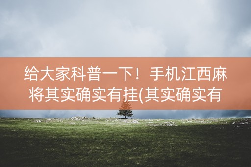 给大家科普一下！手机江西麻将其实确实有挂(其实确实有挂)