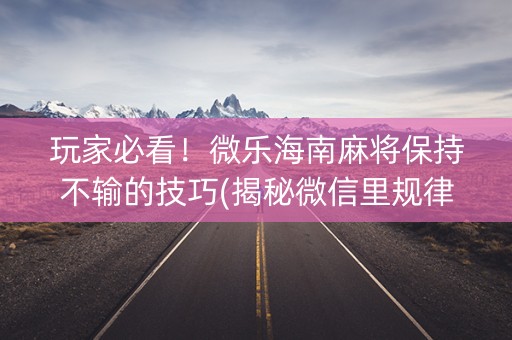 玩家必看！微乐海南麻将保持不输的技巧(揭秘微信里规律攻略)
