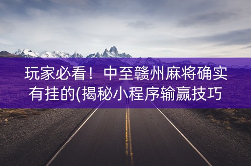 玩家必看！中至赣州麻将确实有挂的(揭秘小程序输赢技巧)