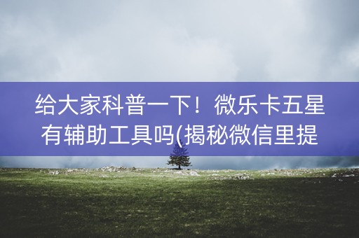 给大家科普一下！微乐卡五星有辅助工具吗(揭秘微信里提高胜率)