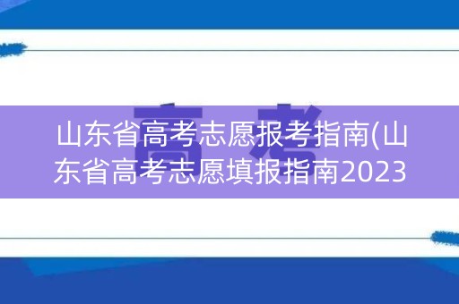 山东省高考志愿报考指南(山东省高考志愿填报指南2023)