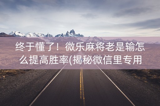 终于懂了！微乐麻将老是输怎么提高胜率(揭秘微信里专用神器)