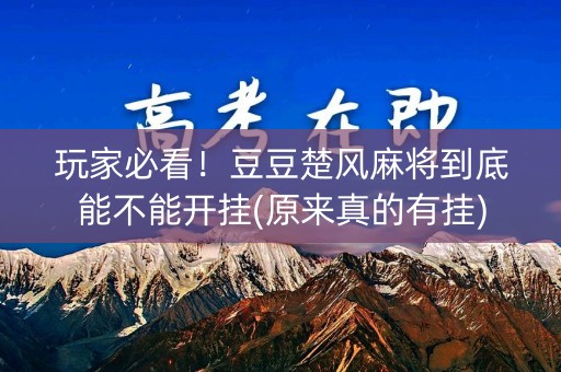玩家必看！豆豆楚风麻将到底能不能开挂(原来真的有挂)