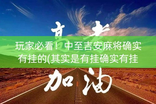 玩家必看！中至吉安麻将确实有挂的(其实是有挂确实有挂)