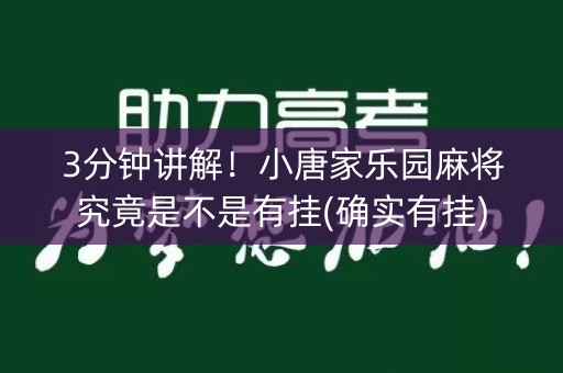 3分钟讲解！小唐家乐园麻将究竟是不是有挂(确实有挂)