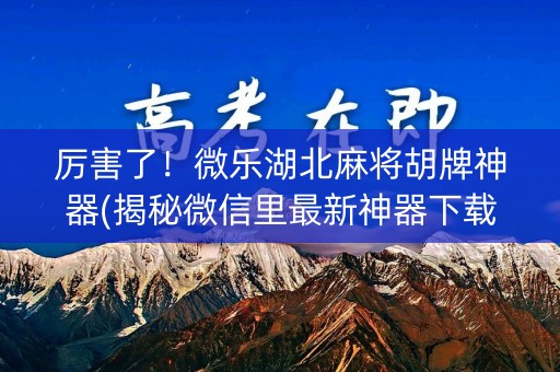 厉害了！微乐湖北麻将胡牌神器(揭秘微信里最新神器下载)