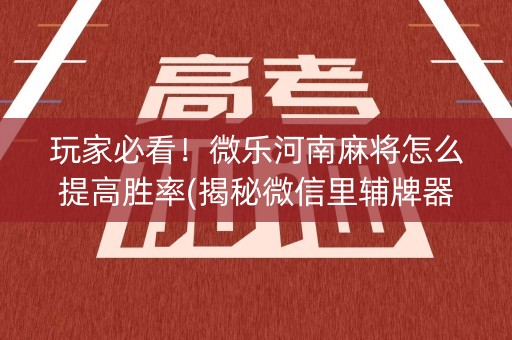 玩家必看！微乐河南麻将怎么提高胜率(揭秘微信里辅牌器)