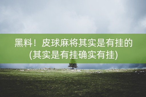 黑料！皮球麻将其实是有挂的(其实是有挂确实有挂)