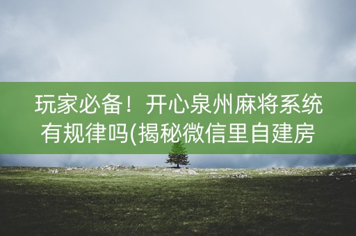 玩家必备！开心泉州麻将系统有规律吗(揭秘微信里自建房怎么赢)