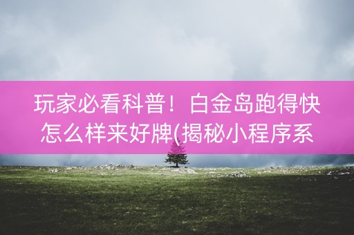 玩家必看科普！白金岛跑得快怎么样来好牌(揭秘小程序系统发好牌)