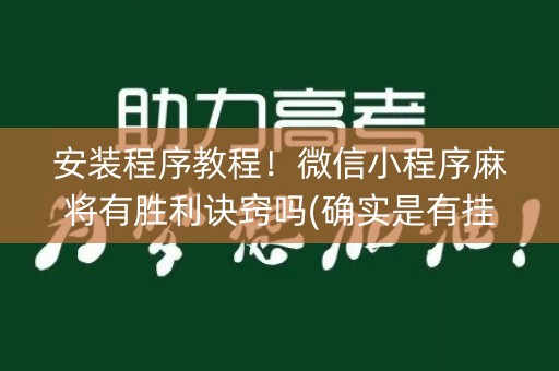 安装程序教程！微信小程序麻将有胜利诀窍吗(确实是有挂)