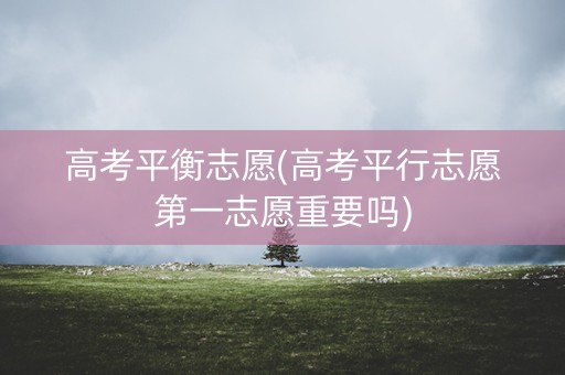 高考平衡志愿(高考平行志愿第一志愿重要吗)