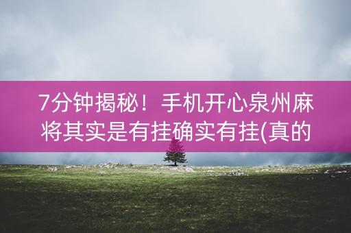 7分钟揭秘！手机开心泉州麻将其实是有挂确实有挂(真的有挂)