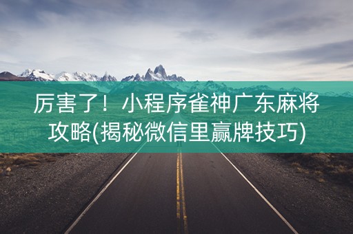 厉害了！小程序雀神广东麻将攻略(揭秘微信里赢牌技巧)