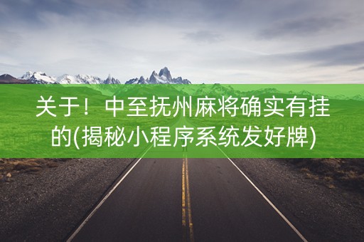 关于！中至抚州麻将确实有挂的(揭秘小程序系统发好牌)