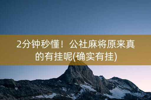 2分钟秒懂！公社麻将原来真的有挂呢(确实有挂)