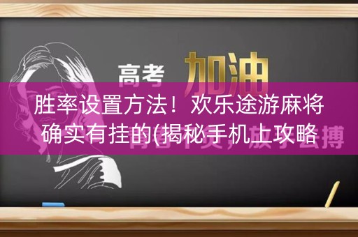 胜率设置方法！欢乐途游麻将确实有挂的(揭秘手机上攻略插件)