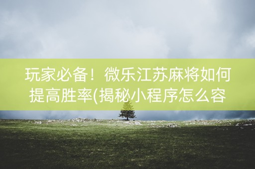 玩家必备！微乐江苏麻将如何提高胜率(揭秘小程序怎么容易赢)