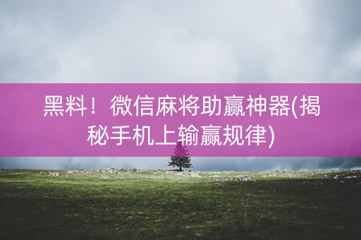 黑料！微信麻将助赢神器(揭秘手机上输赢规律)